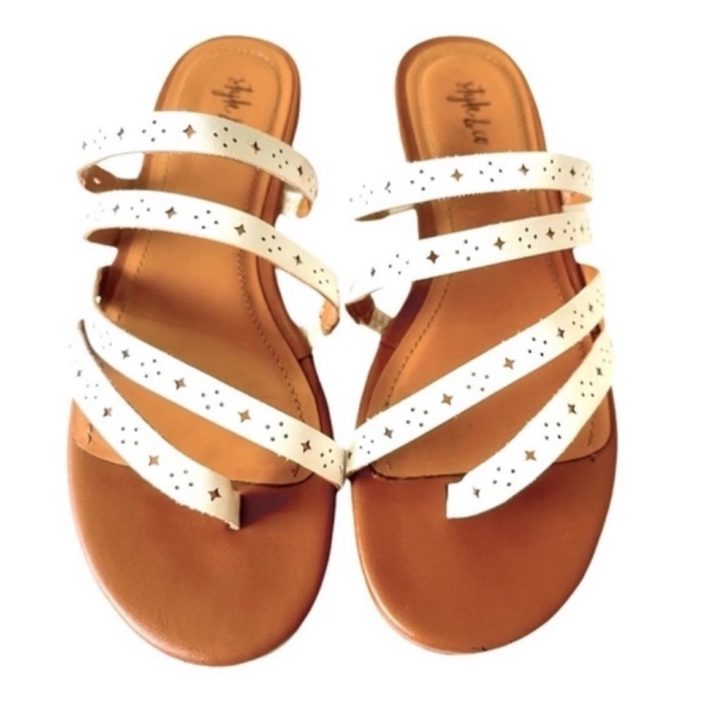 Style & Co Barrees Flat Sandals Strappy Slides White Size 5.5 - Picture 5 of 10